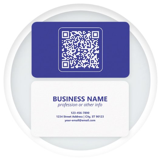 スキャン可能なQRコードの作成 | 編集可能ダークブルー 名刺