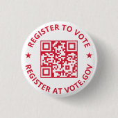 スキャン可能なQRコードの投票に登録赤と白 缶バッジ (正面)