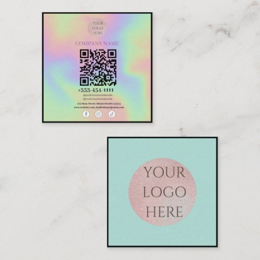 スキャン可能なQRコードソーシャルメディアの名刺 スクエア名刺 (正面/裏面)