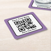 スキャン可能なQRコードテンプレート(編集可能文字付き) スクエアペーパーコースター (アングル)