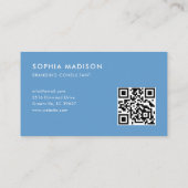 スキャン可能なQRコードミニマリストブルー 名刺 (裏面)
