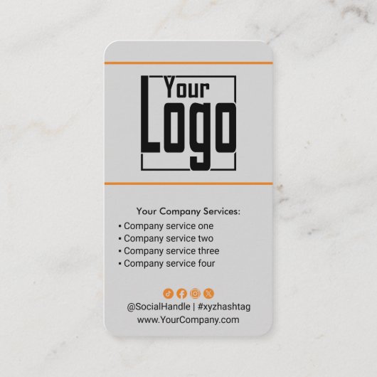 スキャン可能なQRコードロゴブラックオレンジグレーポートレート 名刺 (裏面)