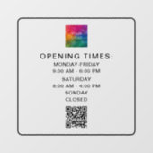 スキャン可能なQRコード 営業時間 アップロード ロゴ おしゃれ ウィンドウサイン (シート)