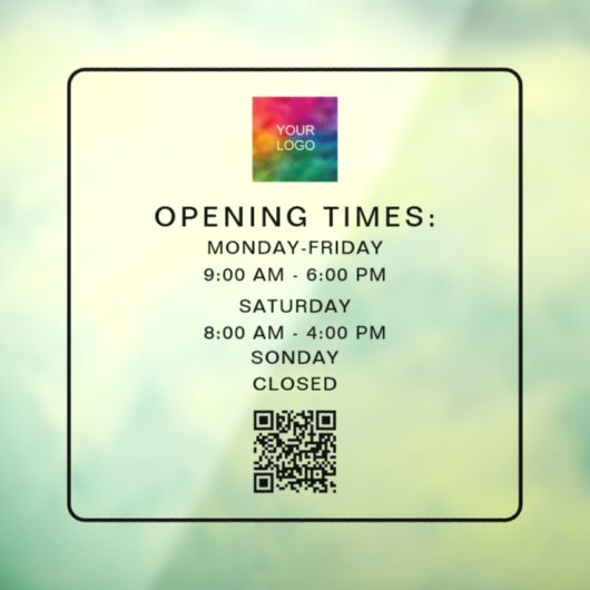 スキャン可能なQRコード 営業時間 アップロード ロゴ おしゃれ ウィンドウサイン (シート3)