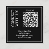 スキャン可能なQRコーモダンドデジタル白黒 スクエア名刺 (裏面)