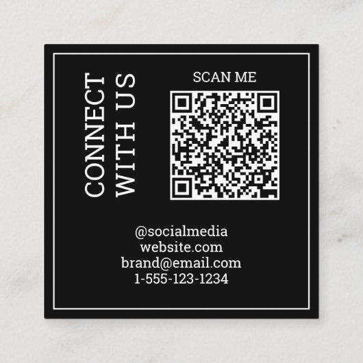 スキャン可能なQRコーモダンドデジタル白黒 スクエア名刺 (裏面)