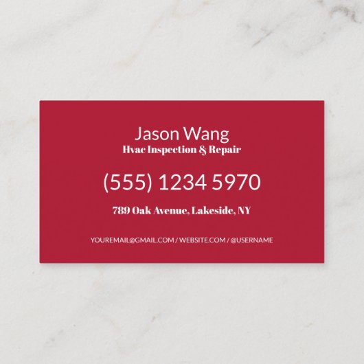 スキャン可能なQR空調HVAC 名刺 (裏面)