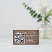 スキャン・ミー QR RSVP ブラウン 偽木製エンクロージャー 50パック 名刺 (スタンド正面)