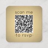 スキャン ミー QR RSVP 偽 ゴールド フォイル ウェディング スクエア エンクロージャーカード (正面)