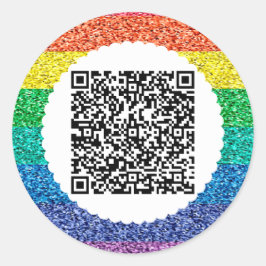 スキャンQRコード虹クラシック丸ステッカー ラウンドシール
