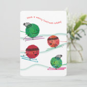 スキヤーン編み物針クロチェットクリスマスカード シーズンカード (スタンド正面)