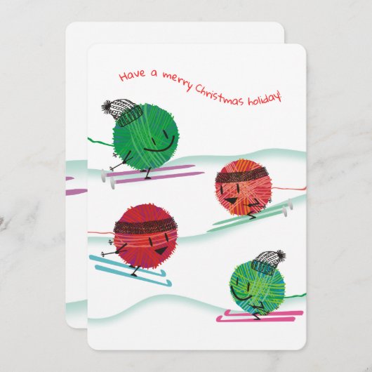 スキヤーン編み物針クロチェットクリスマスカード シーズンカード (正面/裏面)