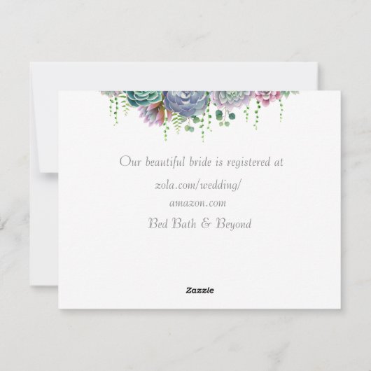 スキュクレント水彩ブライダルシャワー招待状 シーズンカード (裏面)