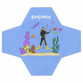 スキューバおもしろいダイバーと魚の海の生き物の漫画 サッカーボール (フラット)