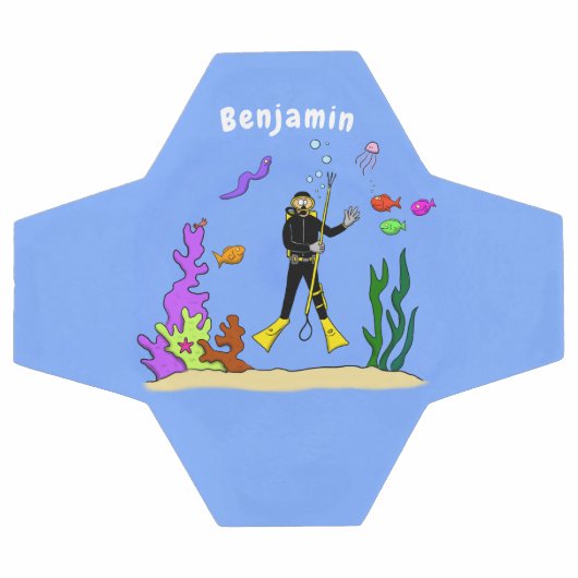 スキューバおもしろいダイバーと魚の海の生き物の漫画 サッカーボール (フラット)