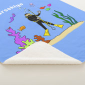 スキューバおもしろいダイバーと魚の海の生き物の漫画 シェルパブランケット (3/4)