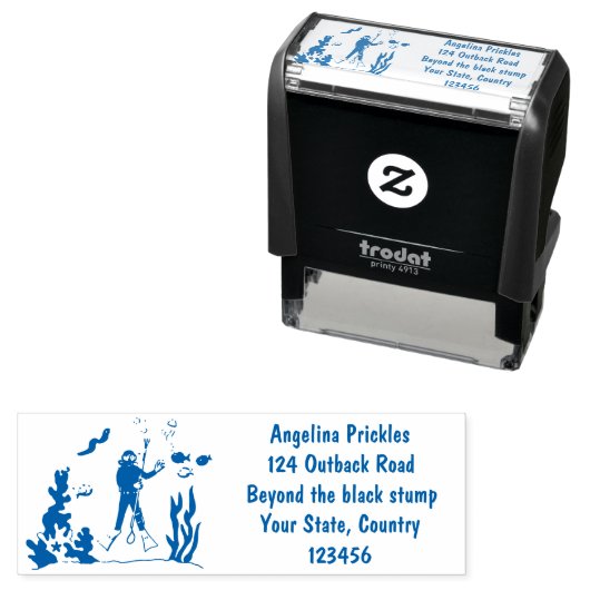 スキューバおもしろいダイバーと魚の海の生き物の漫画 セルフインキングスタンプ (インサイチュ)