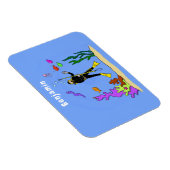 スキューバおもしろいダイバーと魚の海の生き物の漫画 マグネット (右側)