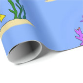 スキューバおもしろいダイバーと魚の海の生き物の漫画 ラッピングペーパー (ロールコーナー)