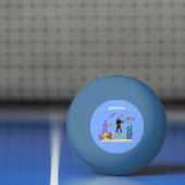 スキューバおもしろいダイバーと魚の海の生き物の漫画 卓球ボール (ネット)