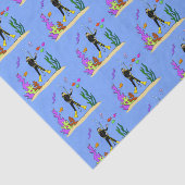 スキューバおもしろいダイバーと魚の海の生き物の漫画 薄葉紙 (詳細)