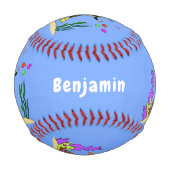 スキューバおもしろいダイバーと魚の海の生き物の漫画 野球ボール (裏面)