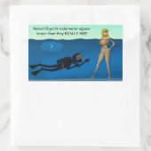 スキューバおもしろいダイバー水中少女、ダイビングギフト 長方形シール (バッグ)