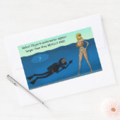 スキューバおもしろいダイバー水中少女、ダイビングギフト 長方形シール (封筒)