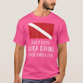 スキューバおもしろいダイビングダイバーフラッグスキューバガールズウィメンズ Tシャツ