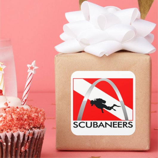 スキューバのロゴシール スクエアシール (パーティー)