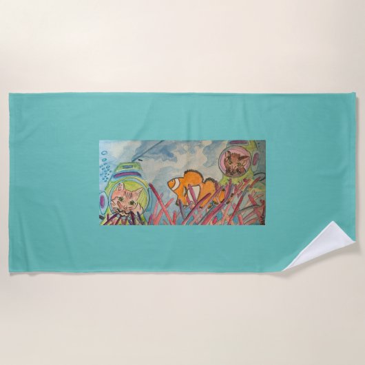 スキューバキャッツウォーター色 ビーチタオル (正面)