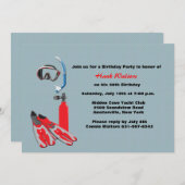 スキューバギアの誕生日のパーティの招待状 招待状 (正面/裏面)