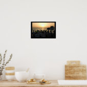 スキューバタンクとダイブボートでサンライズ ポスター (キッチン)