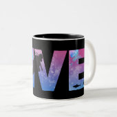 スキューバダイバーが単語を作ってダイビング ツートーンマグカップ (正面右)