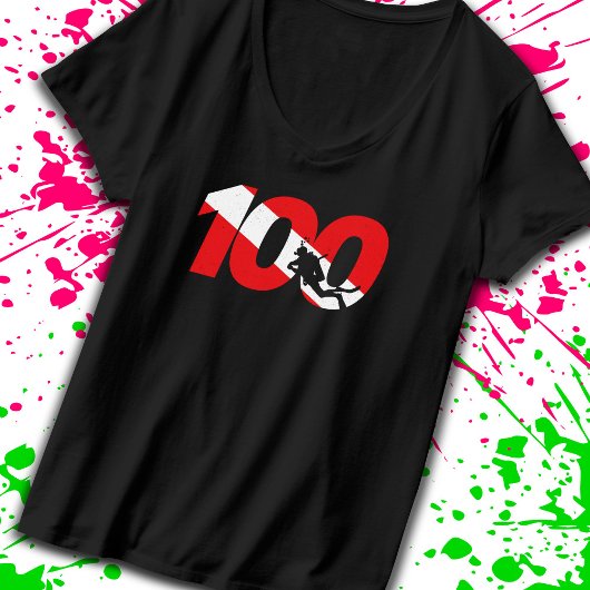 スキューバダイバーが100回ダイブスキューバダイビングのマイルストーンを贈る Tシャツ