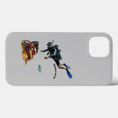 スキューバダイバーと金ゴールドコイン宝箱URM Case-Mate iPhoneケース (裏面 (横))