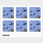 スキューバダイバーのドリームステッカー スクエアシール (シート)