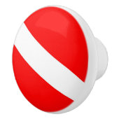 スキューバダイバーのフラグ赤い斜めのダイビングシンボル セラミックノブ (右)