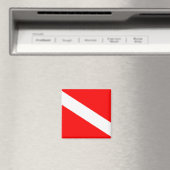 スキューバダイバーのフラグ赤い斜めのダイビングシンボル マグネット (インサイチュ (食洗機))