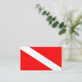 スキューバダイバーのフラグ赤い斜めのダイビングシンボル 名刺 (スタンド正面)