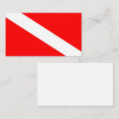 スキューバダイバーのフラグ赤い斜めのダイビングシンボル 名刺 (正面/裏面)