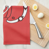 スキューバダイバーのヘルメットの赤く白いダイバーの旗のギフト キッチンタオル (四つ折り)