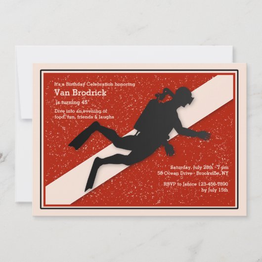 スキューバダイバーの旗の招待状 招待状 (正面)