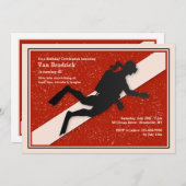 スキューバダイバーの旗の招待状 招待状 (正面/裏面)