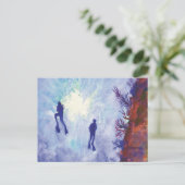 スキューバダイバーの郵便はがき ポストカード (スタンド正面)