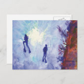 スキューバダイバーの郵便はがき ポストカード (正面/裏面)