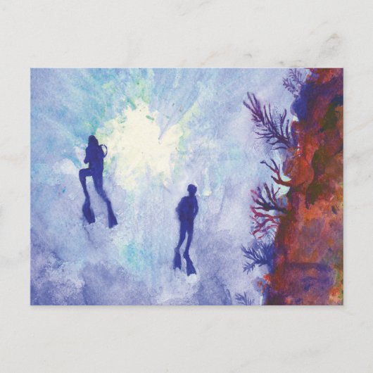 スキューバダイバーの郵便はがき ポストカード (正面)