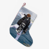 スキューバダイバーは跳びます スモールクリスマスストッキング (正面 (吊り時))