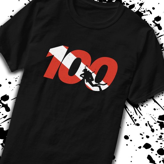 スキューバダイバーギフト – 100thダイビング – ダイバーダウンダイビング tシャツ