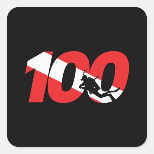 スキューバダイバーギフト – 100thダイビング – ダイバーダウン – スキューバ スクエアシール (正面)